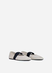 Elastic Ballerina Flat in Ivory - CO Collections